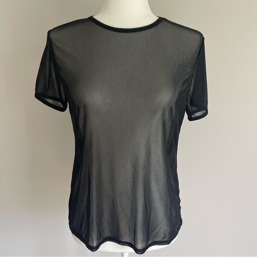 Missguided Sheer Black Short Sleeve Top - Picture 2 of 4